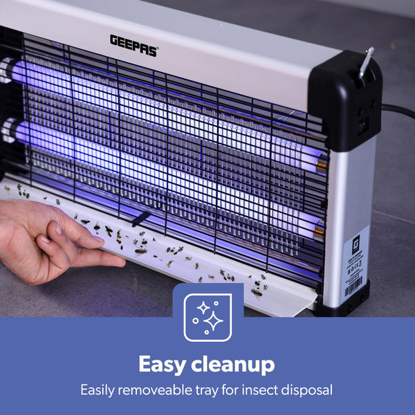 Geepas Electric Fly Killer & Bug Zapper | Powerful UV Light Indoor Insect Trap for Flies, Mosquitoes, Wasps | 50M² Coverage | Odourless & Low Noise | Plug-in Eco-Friendly Pest Control 20W