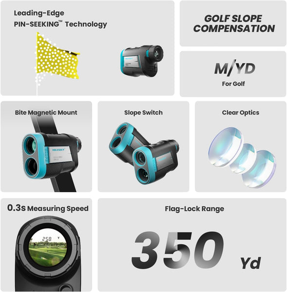 MiLESEEY Rechargeable Golf Range Finder with Slope Switch, Magnetic Range Finder 660Yds Flag Lock Vibration, ±0.55Yds Accuracy, Tournament Legal Golf Rangefinders