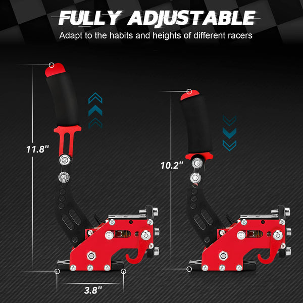 aikeec 64Bit PC USB Handbrake, Upgrade SIM Racing Games Handbrake for LO GITECH G25 G27 G29 T500 T300 THRUST MASTER FANATECOSW DIRT RALLY, 2M Nylon Cable/Reinforced Spring/Red+Clamp