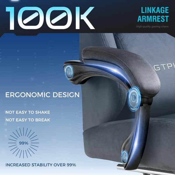 GTPLAYER Fabric Gaming Chair, Ergonomic Computer Chair with Footrest and Lumbar Support Height Adjustable Home Office with 360°-Swivel Seat and Headrest