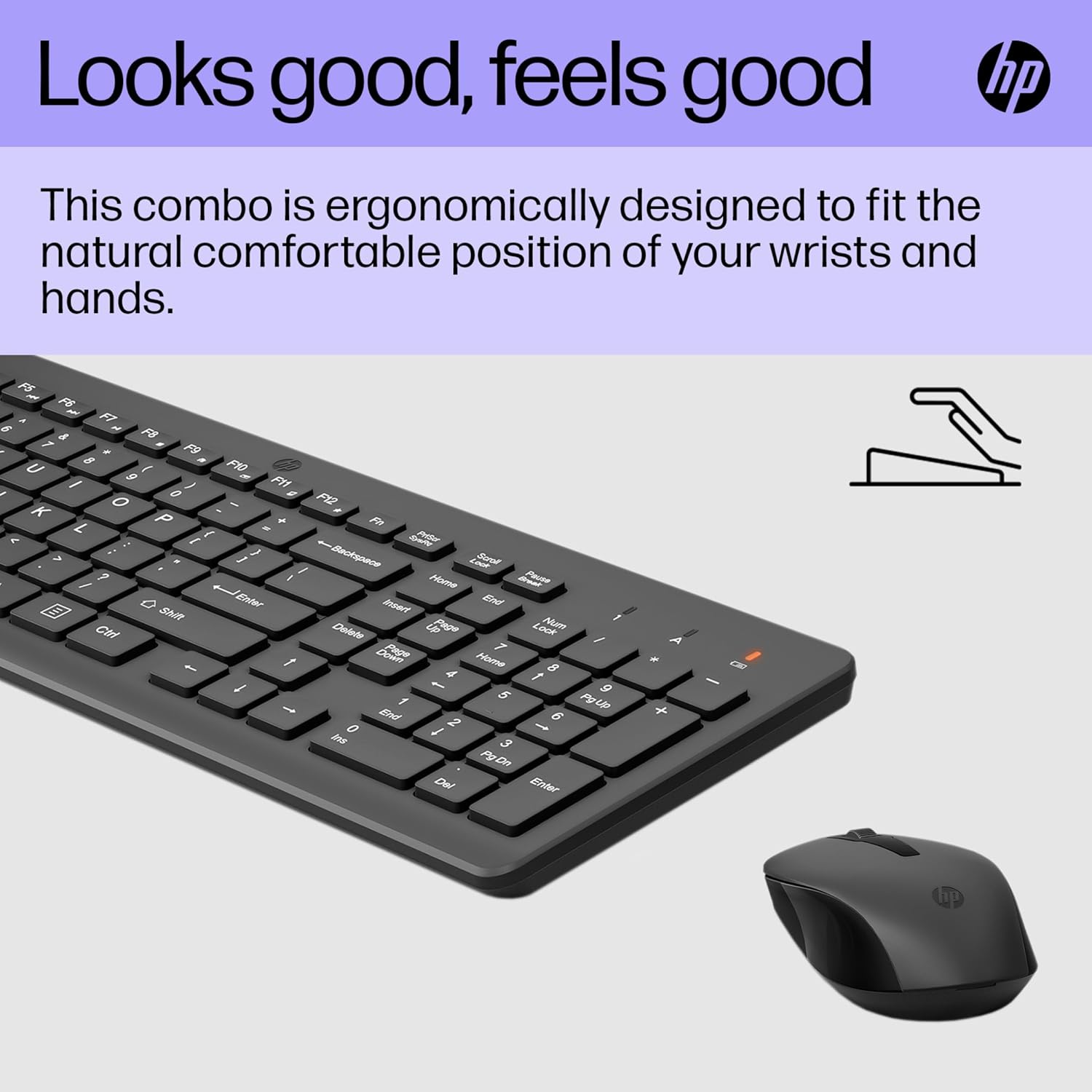 HP 330 Wireless Keyboard and Mouse Combo | 2.4 GHz Wireless Connection with USB Dongle | 12 Function Keys | Ergonomically Designed | 1600 DPI | LED Indicators | Numpad | Black