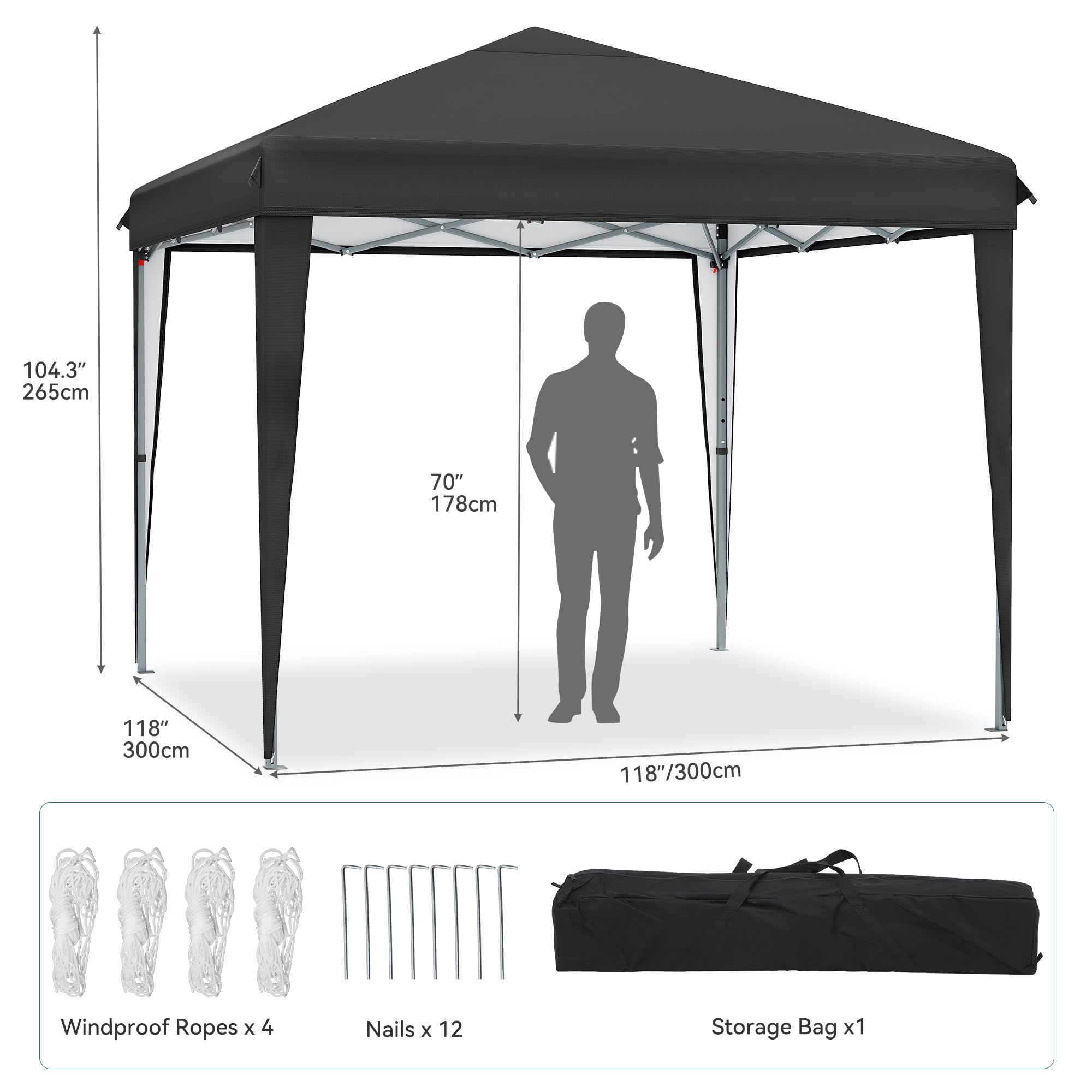 YITAHOME 3x3Meter Instant Heavy Duty Pop Up Gazebo, Folding Garden Camping Party Tent Canopy Marquee with Roller Bag