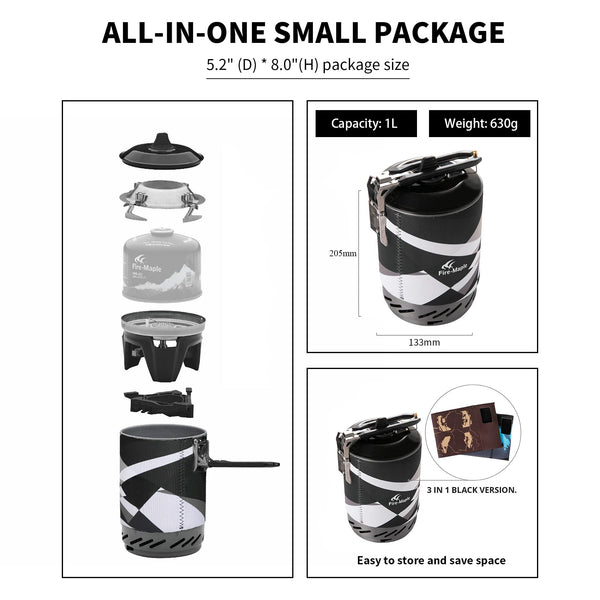 Fire-maple FMS-X2 Personal Cooking System Outdoor Hiking Camping Equipment Oven with Piezo Ignition POT Support & Stand for Outdoor Acitivities- Portable Propane Gas Stove Burner