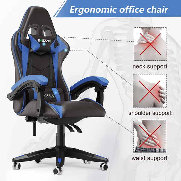 Racingreat Gaming Chair with Led Lights, Video Game Chair, Ergonomic RGB Gaming Chair for Adults, Height Adjustable Reclining Computer Chair with Headrest and Lumbar Support (With RGB, Black)