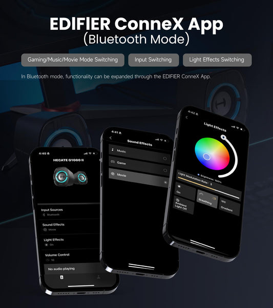 Edifier G1000 II Desktop Computer Speakers for Gaming, 2.5" Full-Range Driver & Enhanced Bass, Bluetooth 5.4 with USB-C/AUX, 9 Dynamic RGB Lighting Modes, Compact for PC/PS5/Switch - Black