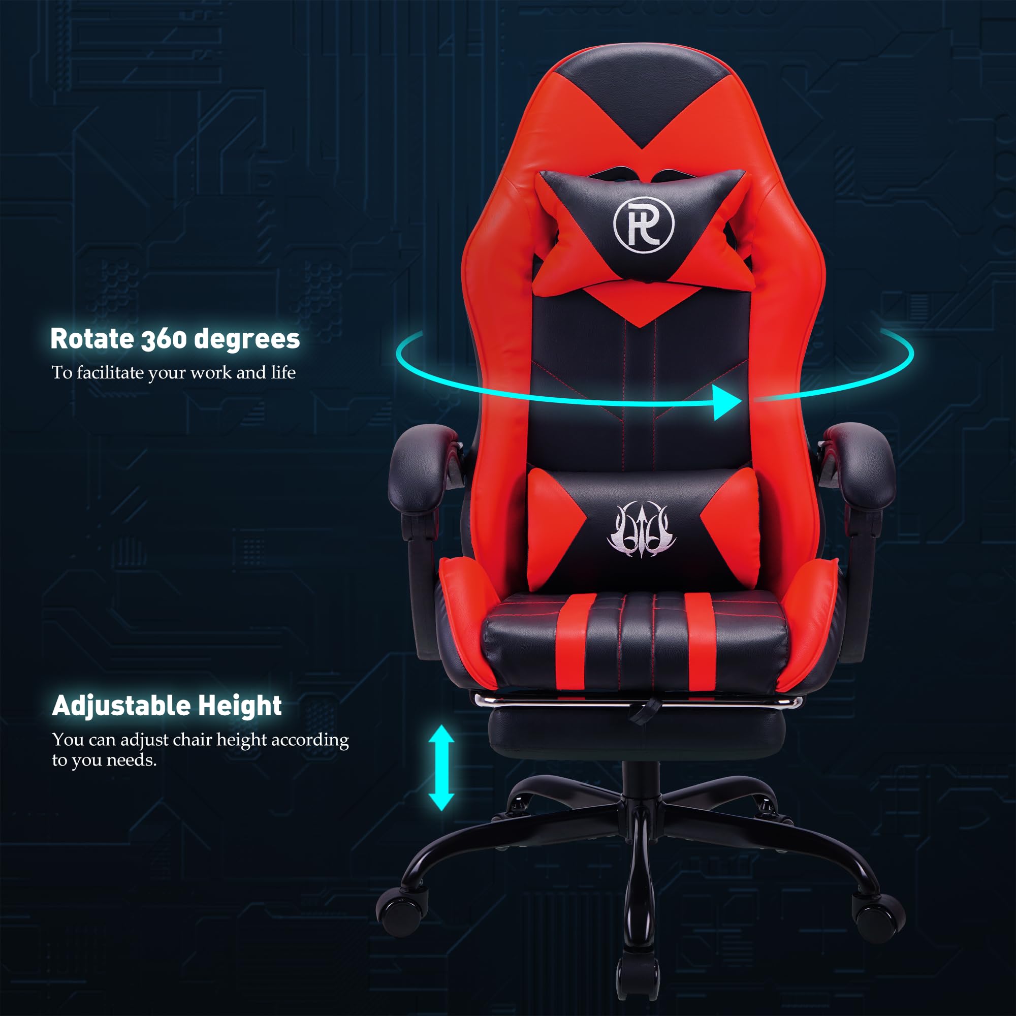 Play haha.Ergonomic reclining seat with footrest adjustable headrest and lumbar cushion high back support padded armrests PU leather finish for gaming home or office use