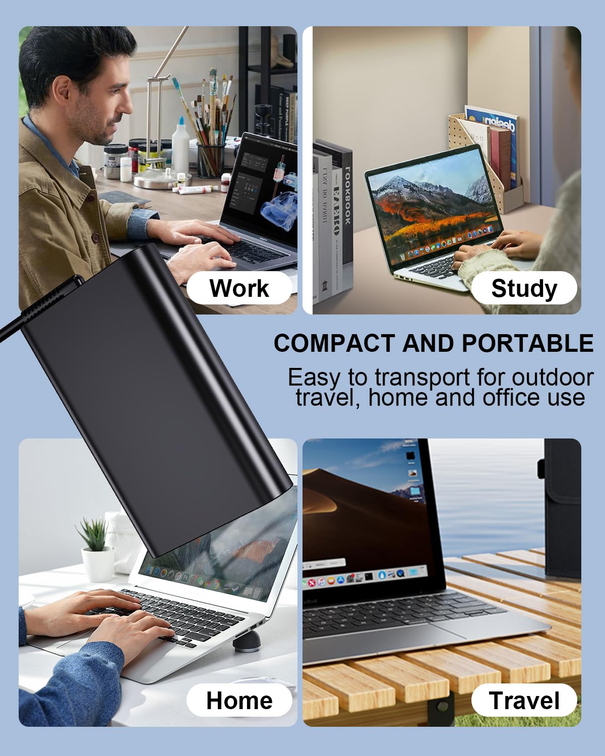 Jeestam 65W USB C Laptop Charger Compatible with HP EliteBook Elite Spectre X360 X2 830 1030 1040, Envy 11 13 14 15, Omnibook, Chromebook, Elite x2,ProBook 430 G6 G7 G8, for Office, School, and Family