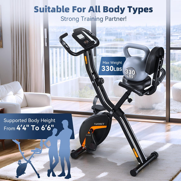 2025 New Exercise Bike Foldable with 16 Levels Magnetic Resistance, Folding Cycling Bike with LCD Display & Heart Rate Sensor, Oversized Saddle with Backrest, Foldable Fitness Bicycle For Home Gym