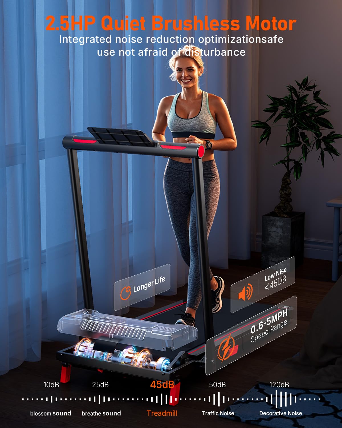 Walking Pad Treadmill, Anylife Incline Walking Pad Under Desk 330lbs Capacity, 2.5HP Portable Treadmills for Home, Compact Treadmill Small Running Pad with LED Display, Remote Control