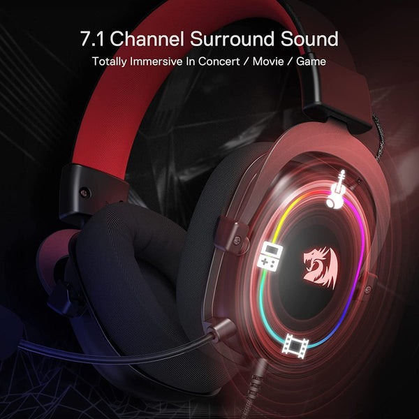 Redragon H510 Zeus Wired Gaming Headset - 7.1 Surround Sound - Memory Foam Ear Pads - 53MM Drivers - Detachable Microphone - Multi Platform Headphone - Works with PC/PS4 & Xbox One, Nintendo Switch
