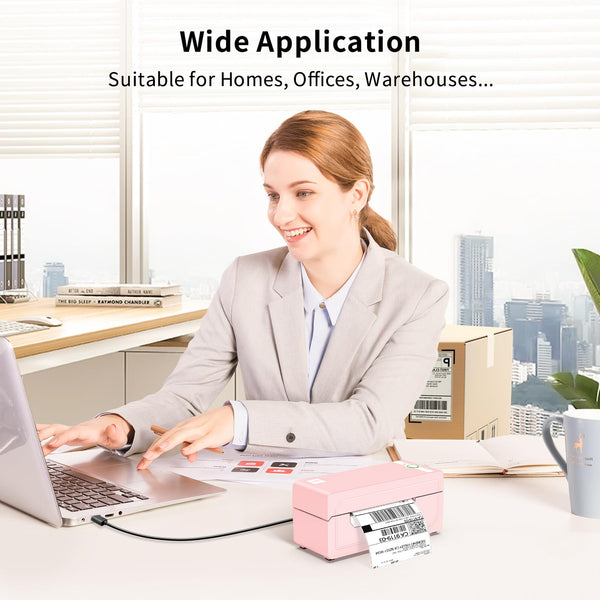 JADENS Bluetooth Thermal Label Printer, 4x6 Shipping Label Printer for Shipping Packages 203DPI, 1.57"-4.1" Printing Size Compatible with Hermes, Royal Mail, Amazon, Shopify