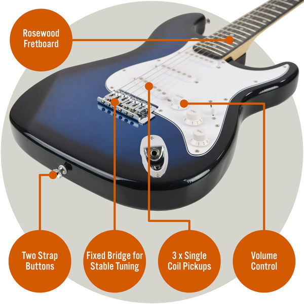 3rd Avenue XF Full Size 4/4 Electric Guitar Ultimate Kit with 10W Amp, Cable, Stand, Gig Bag, Strap, Spare Strings, Picks, Capo – Black