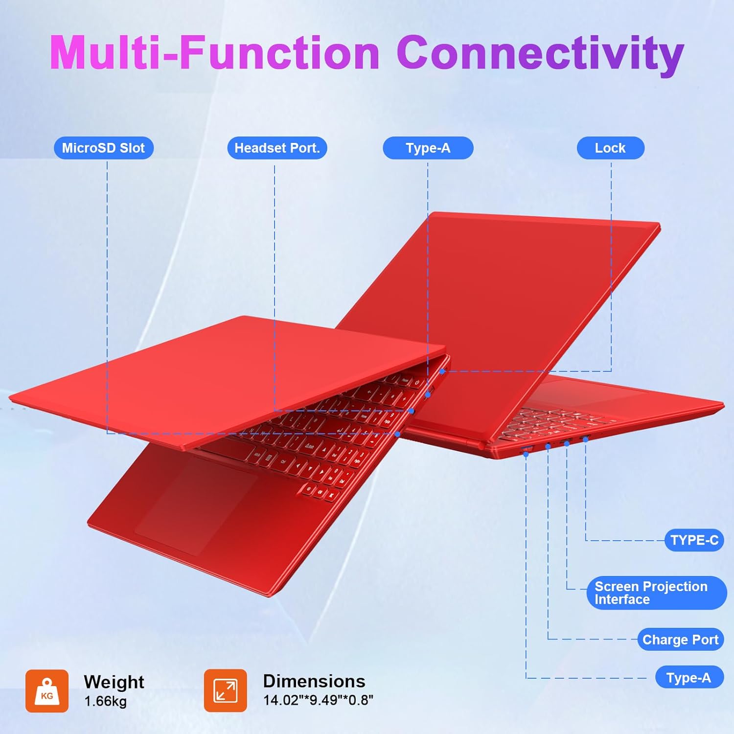 HUQPPQ 16 Inch Blue Laptop Celeron N5095 (Up to 2.9GHz) 12GB RAM 512GB SSD | 1TB Expandable | FHD 1920x1200, USB3.0, WiFi5 | WIN 11 Laptops for Students, School & Office - N600