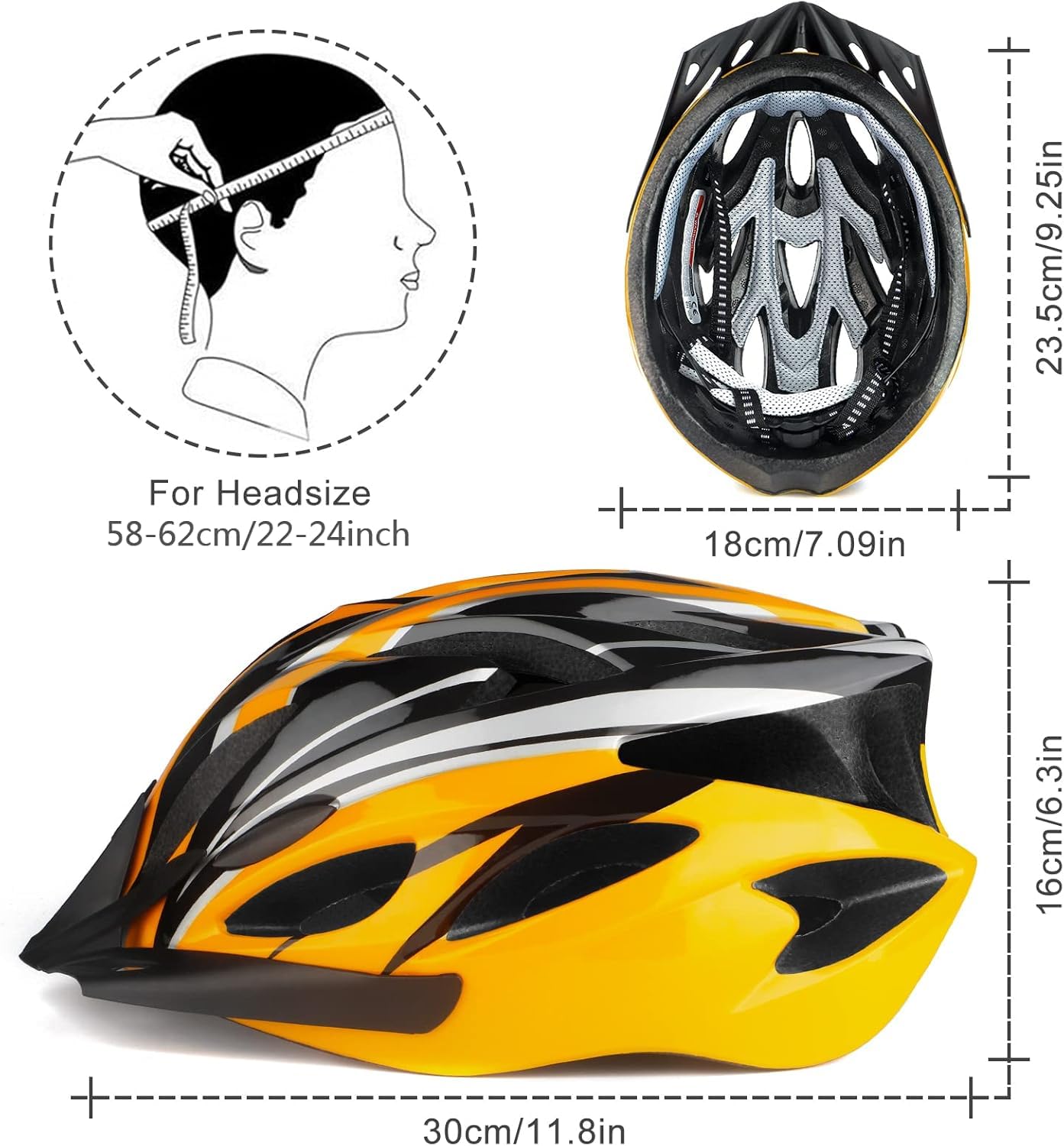 RaMokey Cycle Helmet, Lightweight Bicycle Helmet, Adjustable Mountain & Road Bike Helmets for Adults, 18 Vents with Adjustable Strap & Detachable Visor for Mens Womens(Head Sizes 58-62cm)