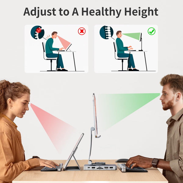 360° Rotating iPad/iPad Pro USB C Docking Station, 11-in-1 with SD TF 4.0 Reader, 4K@60Hz HDMI, RJ45, Audio, USB A, USB C, For Tablet, Steam Deck, ROG Ally, Legion Go, Msi Claw, Samsung, etc