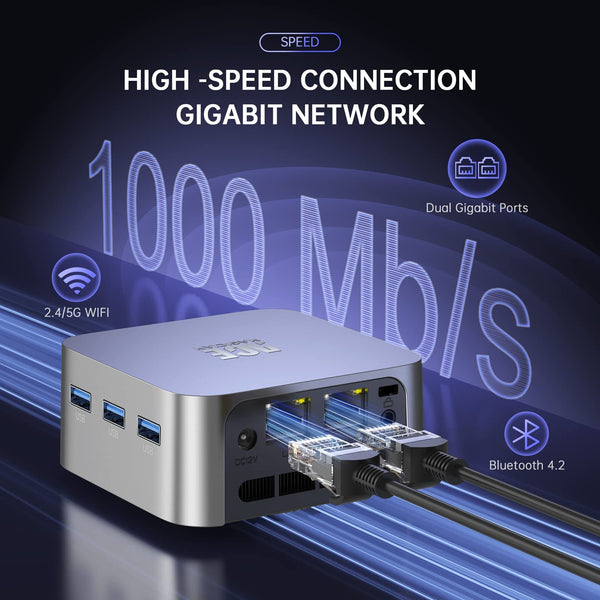 T8Plus Mini PC, 12th Gen Intel Alder Lake N95 (up to 3.40Ghz), 8GB DDR4 256GB M.2 SSD Mini Desktop PC with Dual Ethernet/4K HDMI*3, 2,4/5 G WiFi,BT4.2 for home theatre/office/school