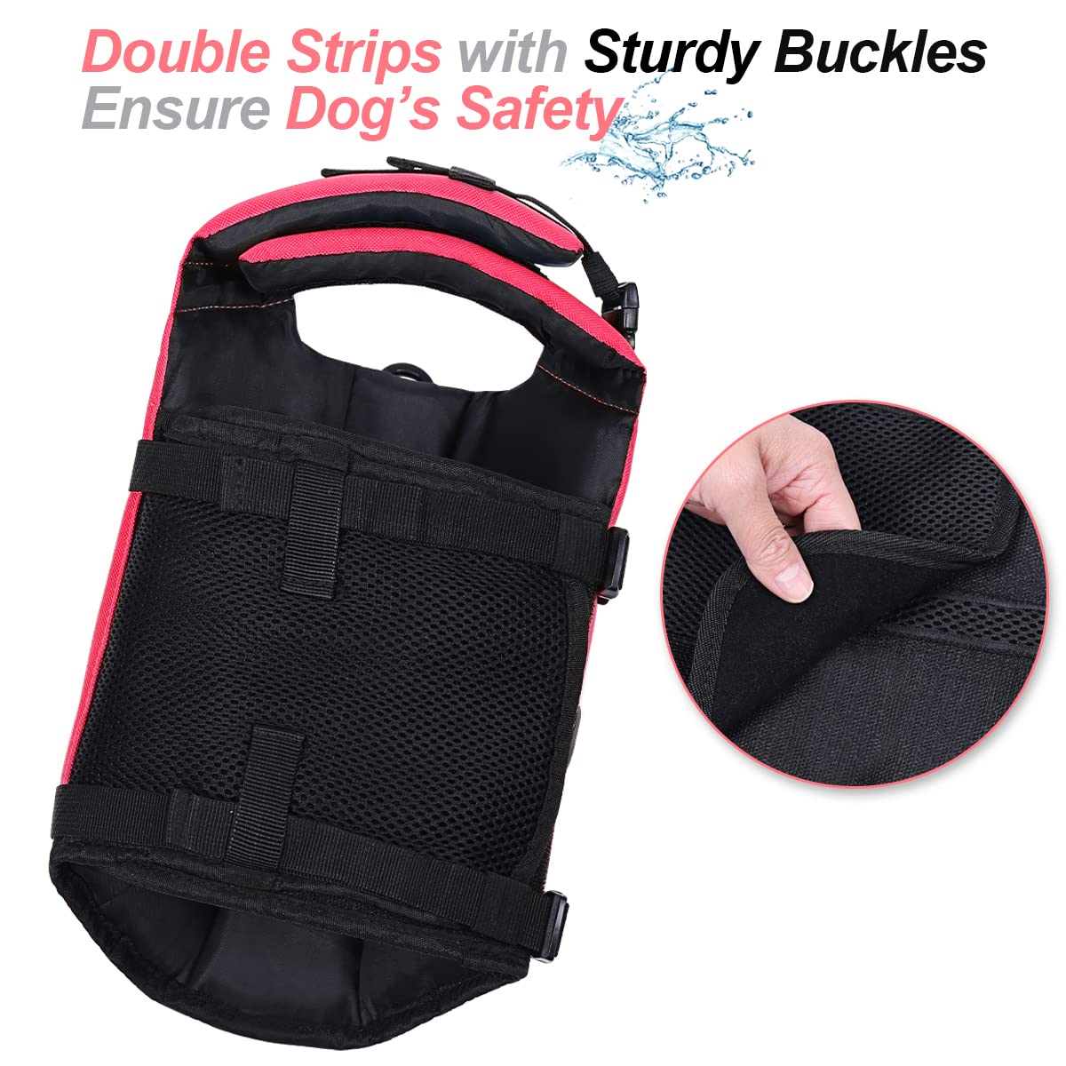 VIVAGLORY Front Float Dog Life Jacket, Dog Buoyancy Aid for Swimming & Boating, Life Vest with Chin Float & Handle, Ripstop & Buoyancy for Doggy, L, Yellow Grey