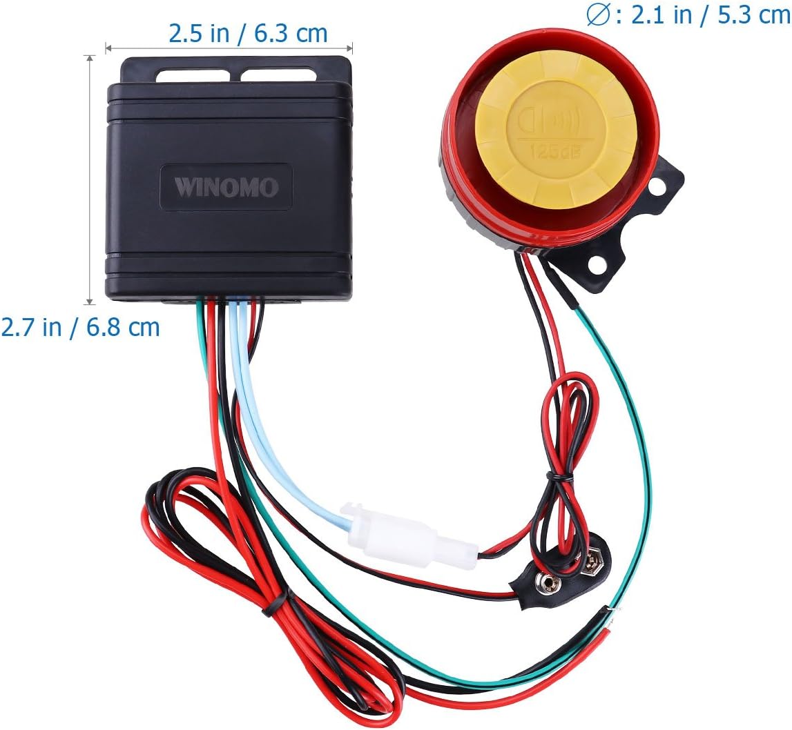 Winomo 12V Bicycle Alarm, Bike Alarm Anti Theft Motorbike Motor Anti Theft Mount System Car System Vibrationa Car