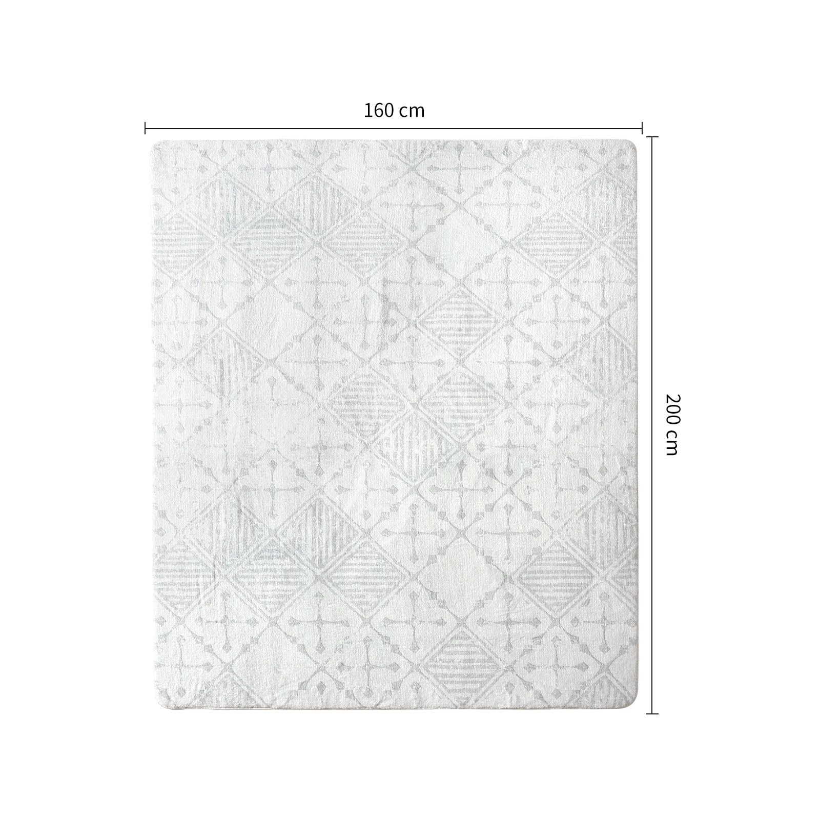 Leesentec Rugs Living Room Large 160x200cm Cream Grey White Rug for Bedroom Abstract Modern Geometrical Short Pile Rugs Easy Care Soft Non-slip Carpet