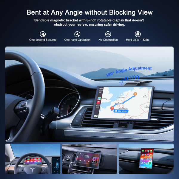 Avylet 8'' Wireless Car Stereo with Apple Carplay & Android Auto, Portrait & Landscape Screen, OTA, Magnetic Mount, Backup Camera, Car Radio, GPS Navigation, Bluetooth, Voice Control, Mirror Link