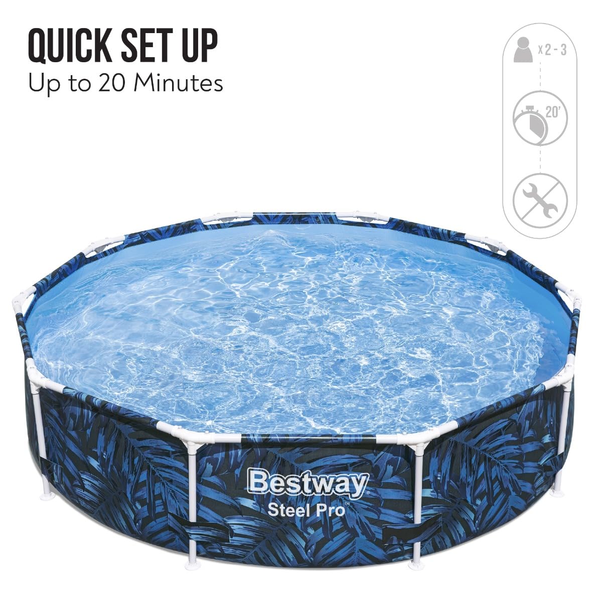 Bestway Steel Pro Swimming Pool Set | Above Ground Round Paddling Pool, 10’ x 30"