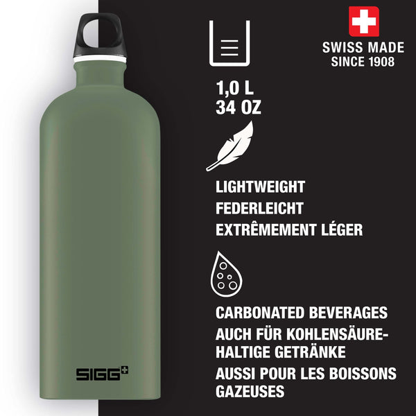 Sigg - Aluminum Water Bottle - Traveller - Climate Neutral Certified - Suitable For Carbonated Beverages - Leakproof & Lightweight - BPA Free - 0.6L / 1L/ 1.5L