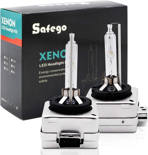 Safego D1S Xenon Bulb 35W 8000K HID Headlight Super Bright Discharge Lamp Replace HID Kit 12V Car Bulbs Ice Blue LED Exterior Headlamp Bulbs, Pack of 2