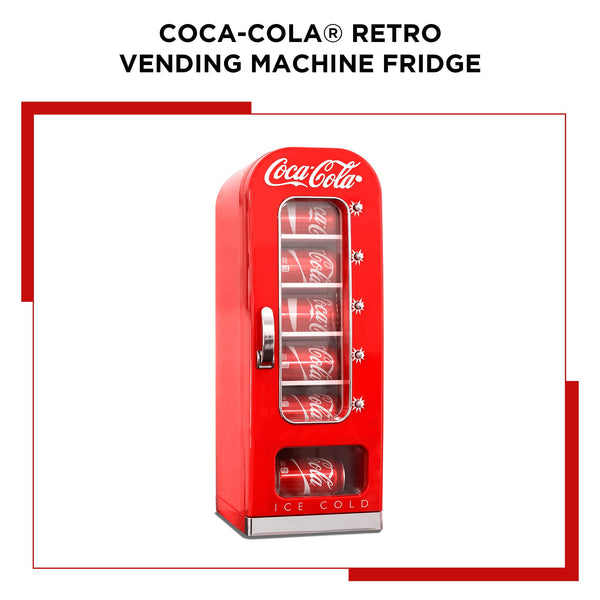 Coca Cola Mini Fridge For Bedrooms 5L Retro Vending Machine Style Cool Box 10 Can Quiet Mini Fridges with Display Window For Coke Beverages Food Drinks Home 12v Portable Cooler Box, Red