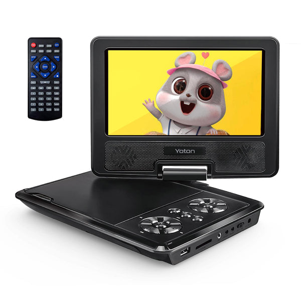 9.5" Portable DVD Player with 7.5" HD Swivel Screen for Car and Kids, 4-6 Hours Working time with Built-in Battery, Headphone/AV-IN/AV-OUT/USB/SD Card [Not Support Blu-ray]