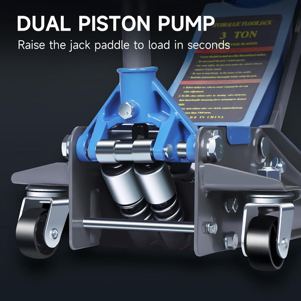 LARBANKE 3 Ton Low-profile Hydraulic Car Floor Jack,Built with Durable Aluminum and Steel,Floor Jack with Dual Pump System for Fast Lifting,6600Lbs Capacity,Lifting Range:3.15-18.31"