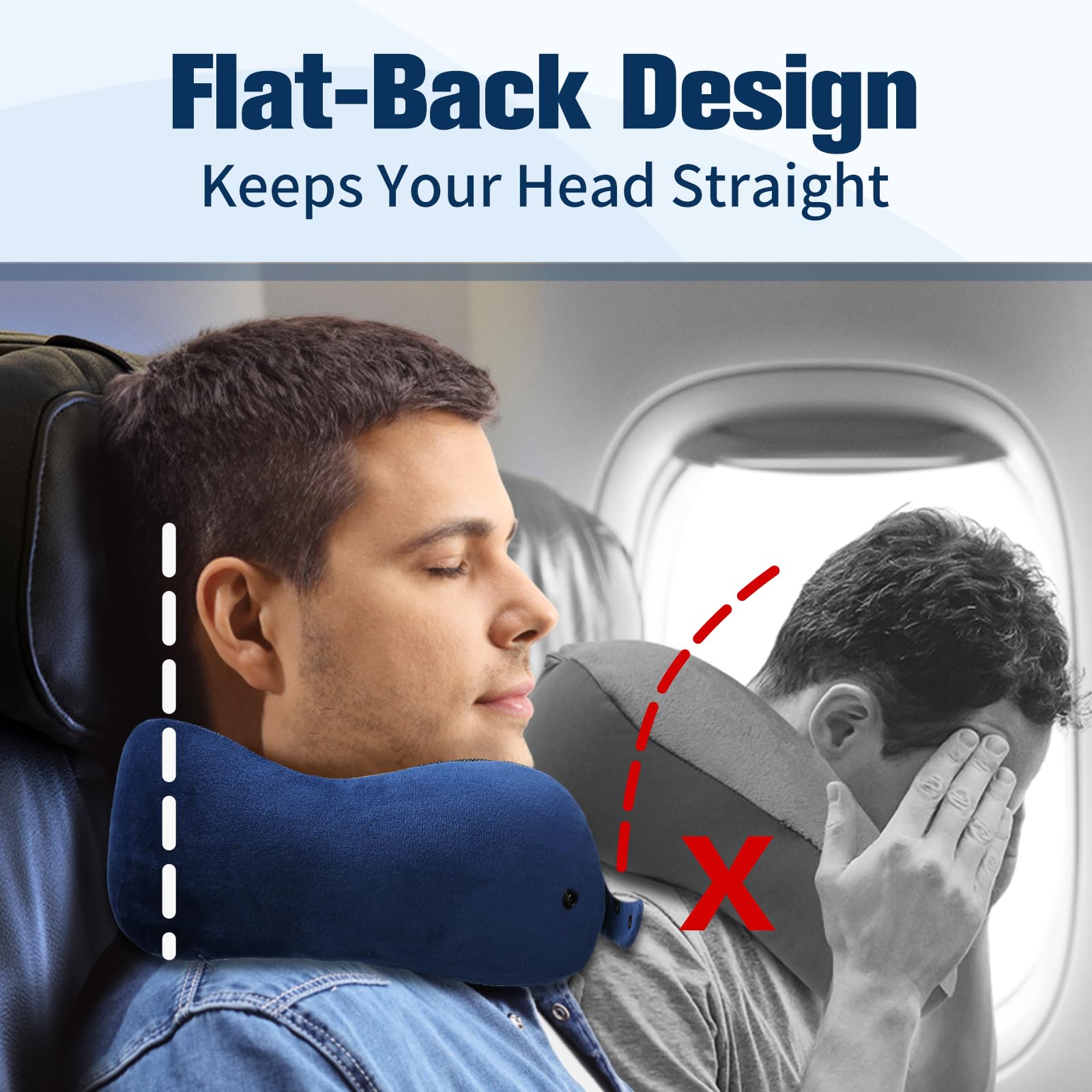 Cirorld Travel Pillow for Airplane, Neck Pillow for Travel, Memory Foam Travel Neck Pillow for Adults, Adjustable & Compact Flight Pillow, Ergonomic Neck Cushion, With Ear Plugs, Eye Mask, Carry Bag