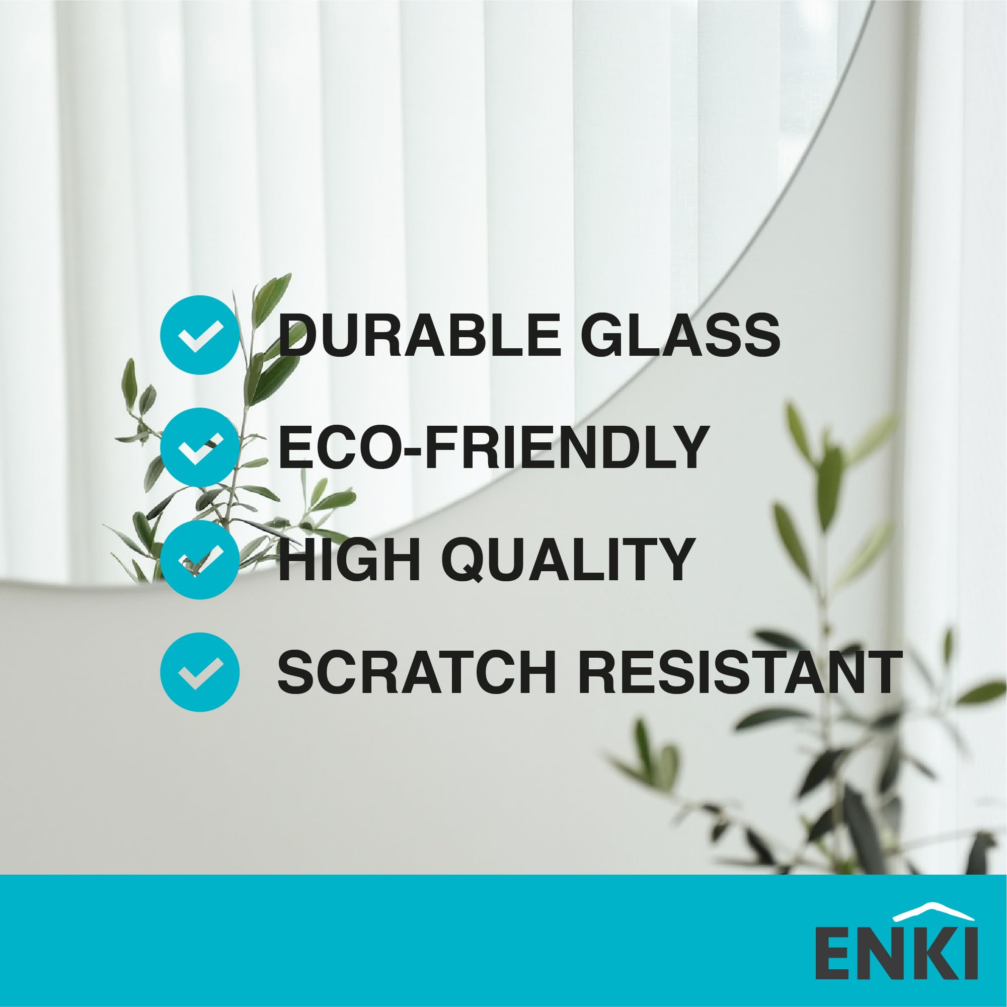ENKI - Horizon Frameless Bevel Polished Edge Glass Wall Mirror (40cm x 60cm) for Bathroom, Bedroom, Living Room & Hallway  Durable, Easy to Install,