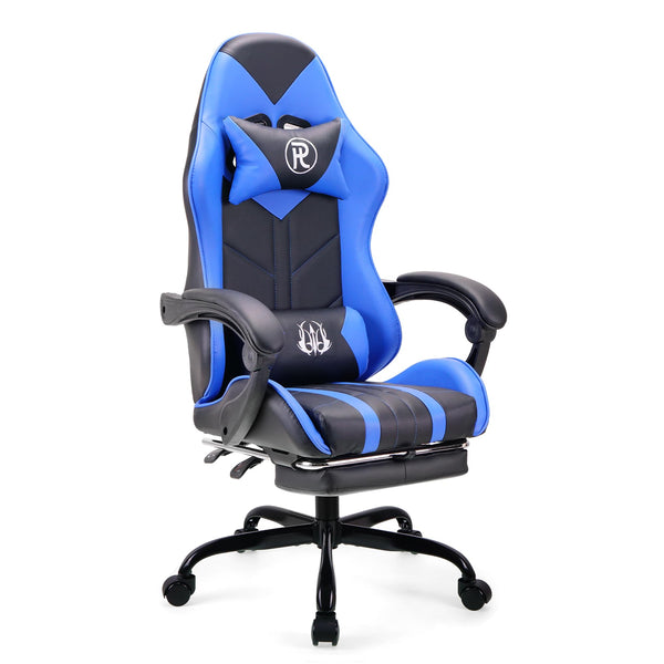 Play haha.Ergonomic reclining seat with footrest adjustable headrest and lumbar cushion high back support padded armrests PU leather finish for gaming home or office use