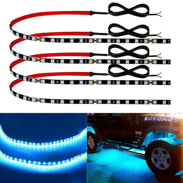 Motorbike Underglow 12V Led Strip Lights Neon Interior Car Lights Connectable Red Led Light Strips 12V for Cars Interior Lights Boat Marine Trucks 4Pack(60cm/24" Red)