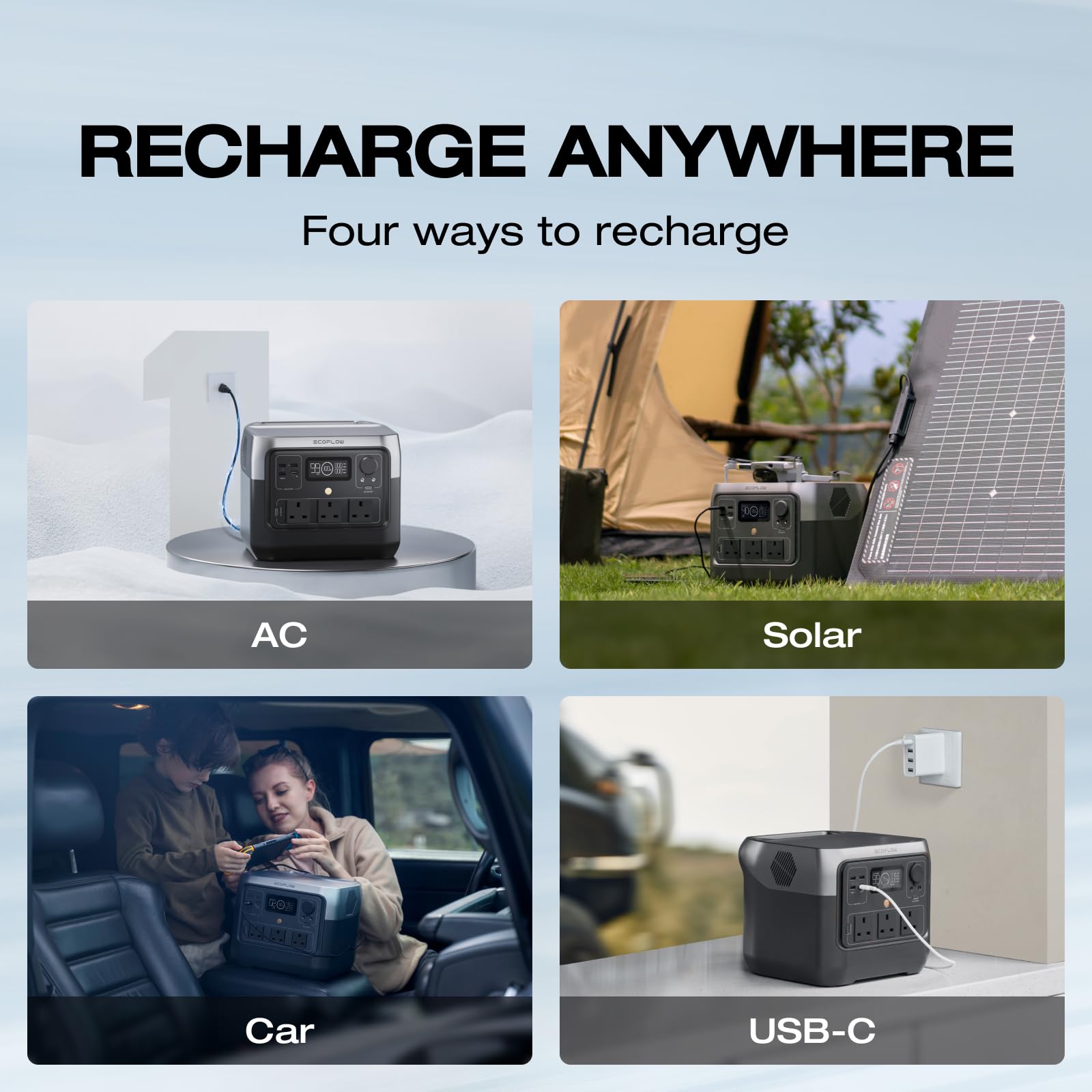 ECOFLOW Portable Power Station RIVER 2 MAX, 512Wh LiFeP04 Battery/ 1 Hour Fast Charging, Up To 1000W Output, Solar Generator (Panel Not Inc.) for Outdoor Camping/RVs/Home Use