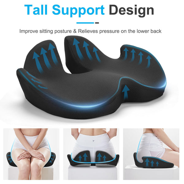 Ajiteogy Seat Cushion,Memory Foam Coccyx Cushion Pressure Relief for Hip, Tailbone, Coccyx, Sciatica,Ergonomic Seat Cushion for Office Chair,