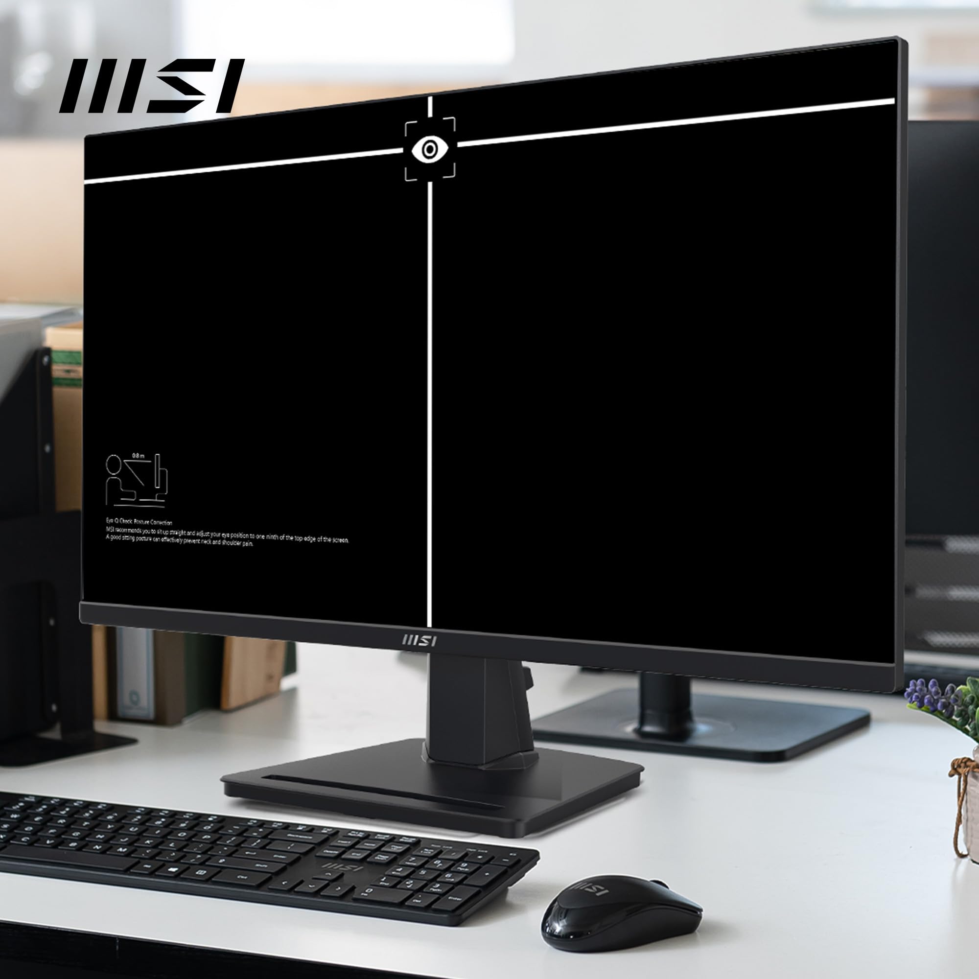 MSI PRO MP251 24.5 Inch Full HD Office Monitor - 1920 x 1080 IPS Panel, 100 Hz, Eye-Friendly Screen, Built-in Speakers, Tilt-Adjustable - HDMI 1.4b, D-Sub (VGA)