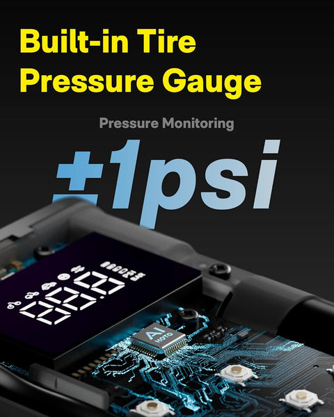 HOTO Electric Air Compressor, Portable Air Pump ADV, 150PSI Cordless Tyre Inflator with LED Light, Digital Display, USB-C Charging, Ideal for Car/Motorcycle/Bike/Ball