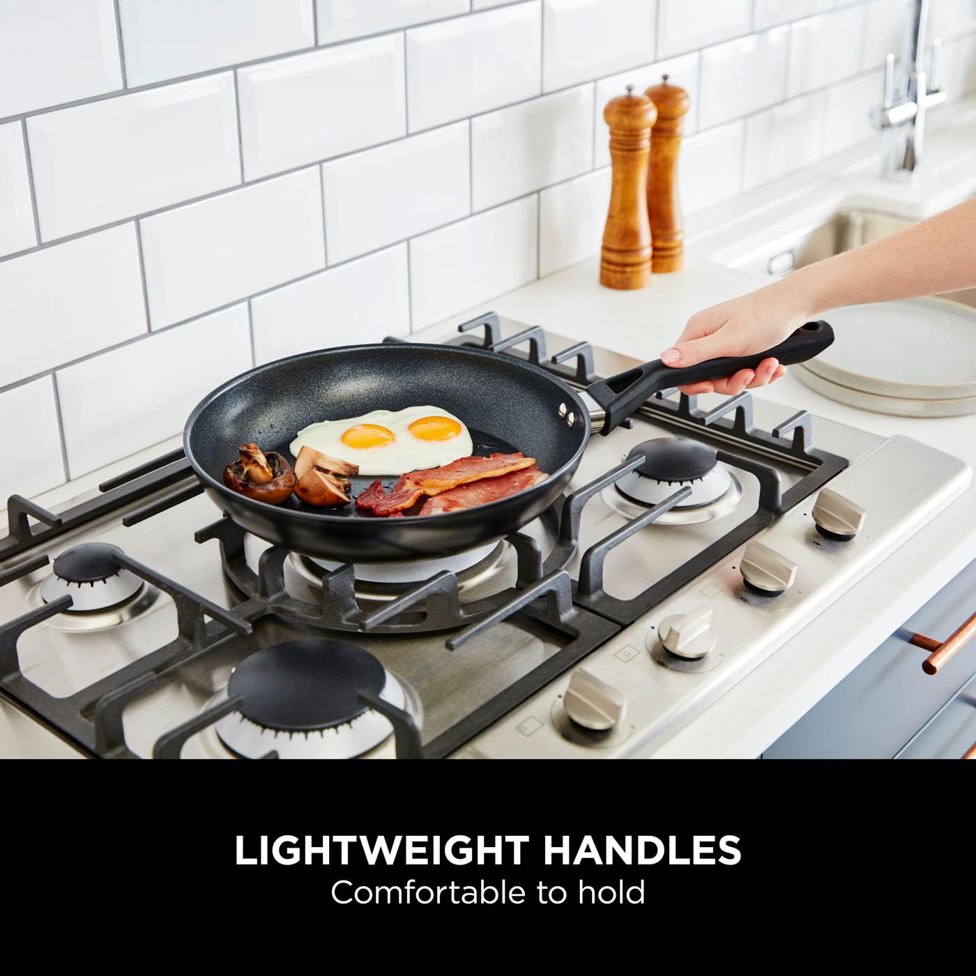 Ninja ZEROSTICK Classic 5-Piece Pan Set [CW55000UK] Aluminium Cookware, Induction Compatible, Dishwasher Safe, Oven Safe to 180°C, Glass Lids, Black