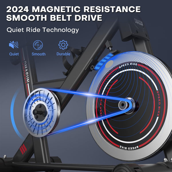 DMASUN Exercise Bike Professional with Large Tablet Holder & Comfortable Seat, Indoor Cycling Bike for Home Cardio, Fitness Stationary Bike with 350LBs Capacity (Additional Soft Seat Cushion Cover)