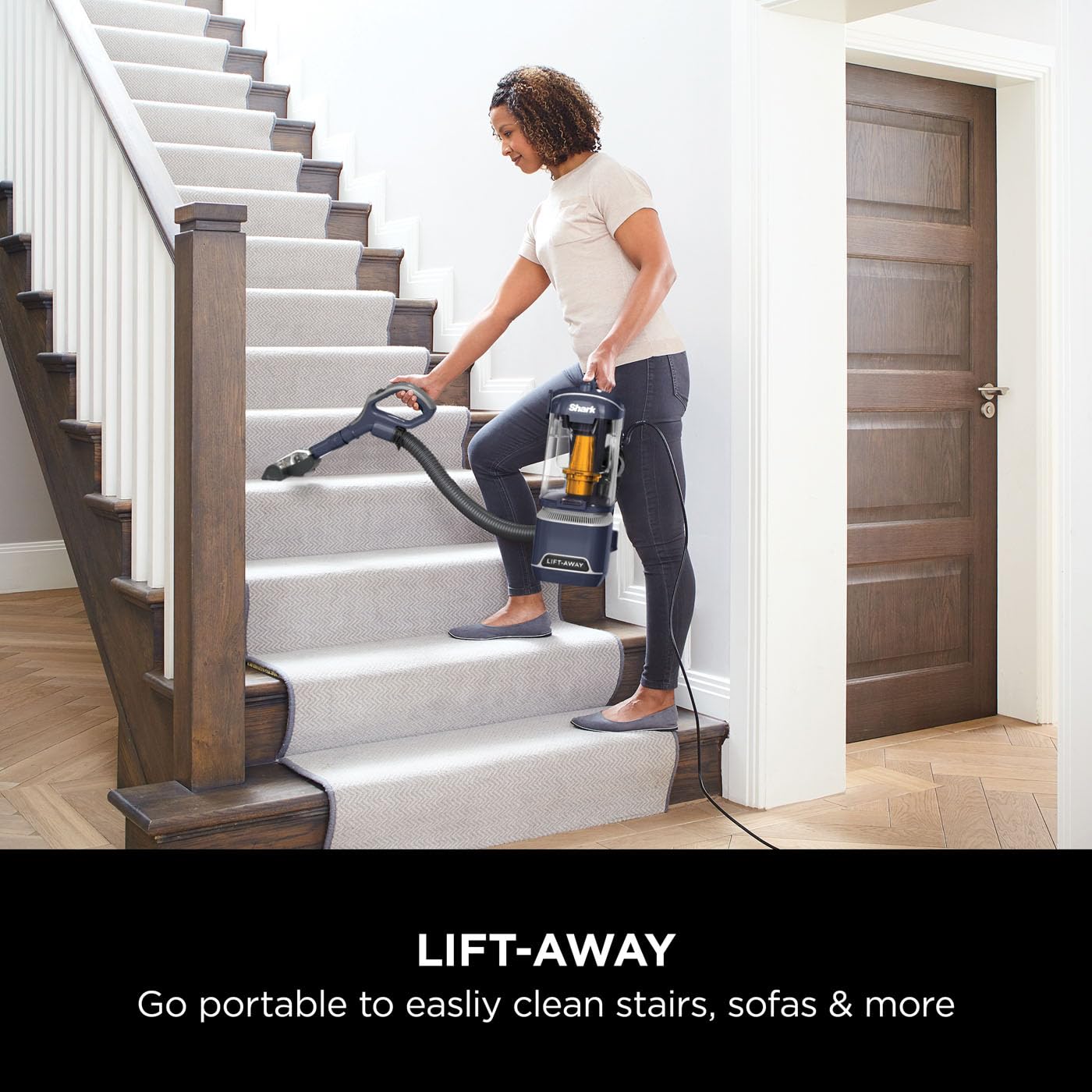 Shark Corded Upright Vacuum Cleaner 1.1L with Anti Hair Wrap Technology, LED Headlights, Lift-Away, Anti-Allergen, 8m Cord, 750W, 2 Attachments, Royal Grey, NZ691UK