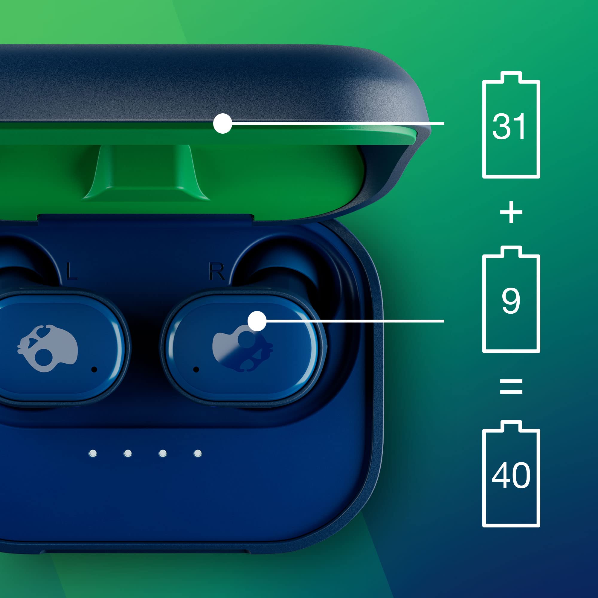 Skullcandy Grind In-Ear Wireless Earbuds, 40 Hr Battery, Skull-iQ, Alexa Enabled, Microphone, Works with iPhone Android and Bluetooth Devices - True Black