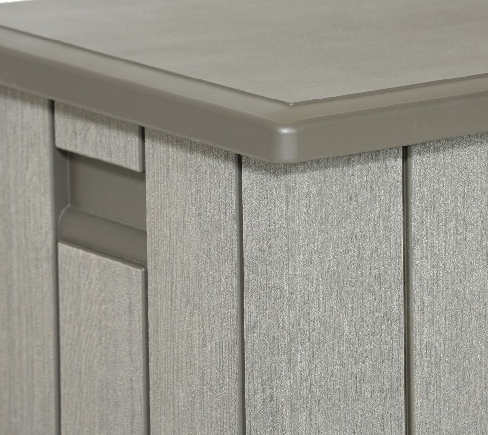 LIFETIME Plastic Wood Grain Textured Storage Box Desert Sand/Grey, 151x72x69 cm