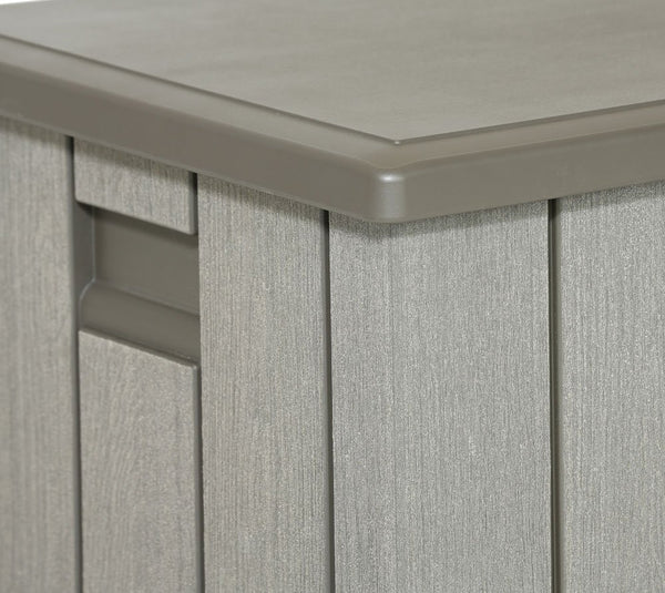 LIFETIME Plastic Wood Grain Textured Storage Box Desert Sand/Grey, 151x72x69 cm