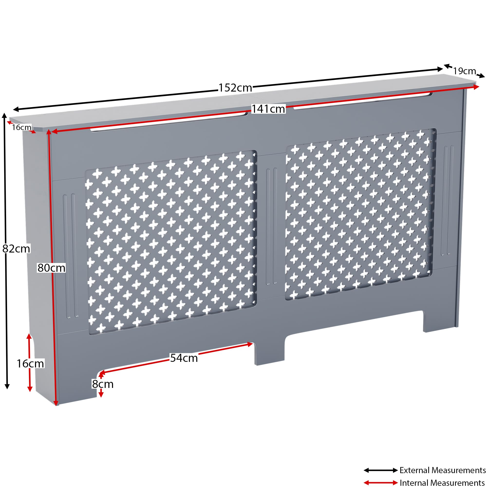 Vida Designs Oxford Radiator Cover – Traditional Cross Pattern, Olive Grey, MDF, Modern Painted Finish, Heat Efficient, Small, (H 82 x W 78 x D 19 cm)