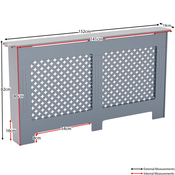 Vida Designs Oxford Radiator Cover – Traditional Cross Pattern, Olive Grey, MDF, Modern Painted Finish, Heat Efficient, Small, (H 82 x W 78 x D 19 cm)
