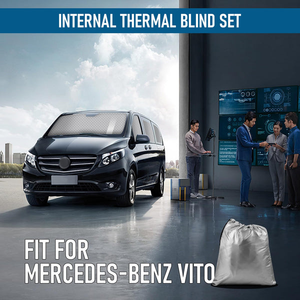 MaxAwe 8Pcs Internal Thermal Blind Set Fits for VW T5/T6 LWB, Luxury Sunshade Wrap Cover Kit, Window Front Screen Cover, Summer Uv Sun Blind & Winter Insulation Cover for VW Campervans & Motorhome