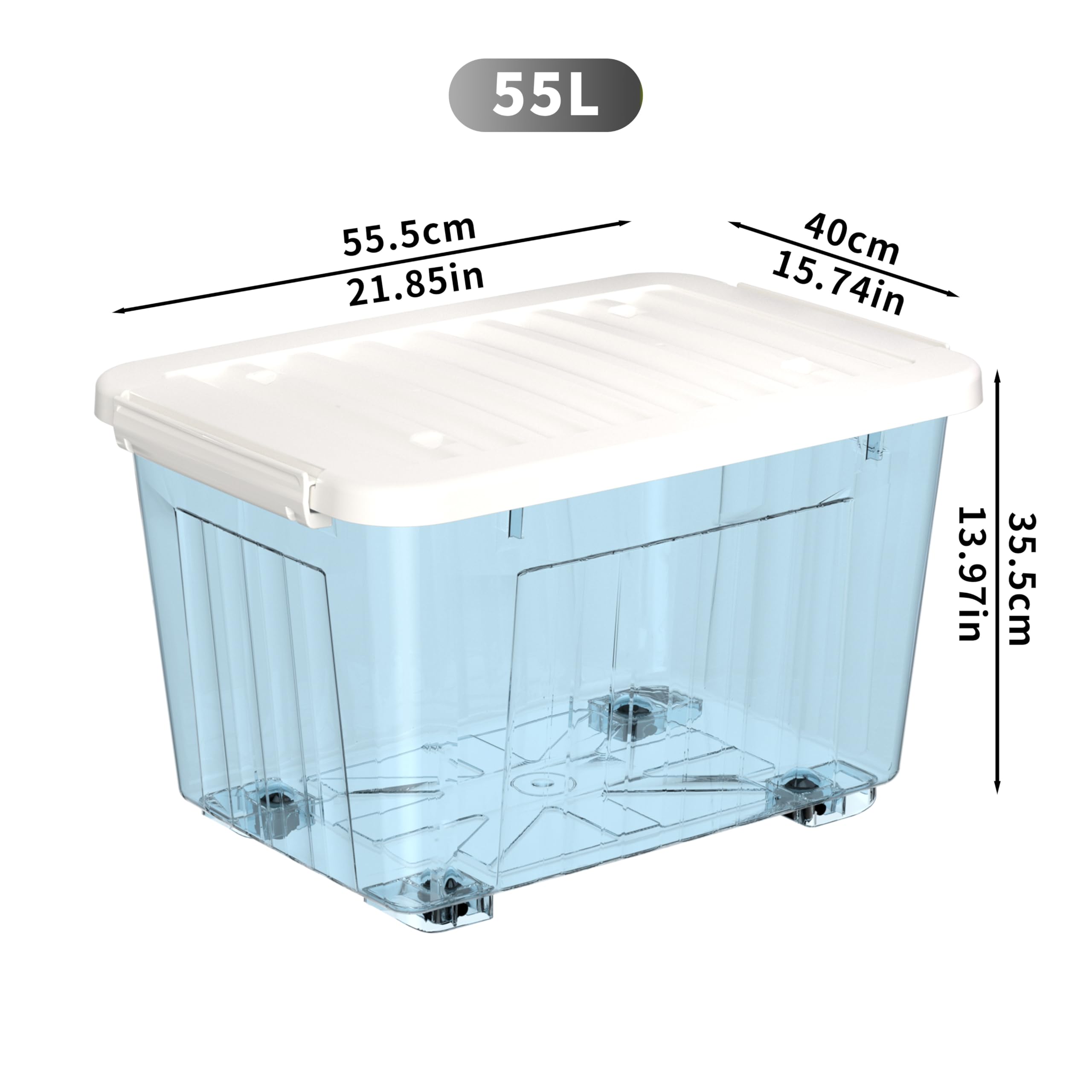 Cetomo 55L*6 Storage Boxes with Wheels, Plastic Storage Box with Lid, Latching Buckles, Click Closure, Stackable, Nesting, Durable Organizer for Home