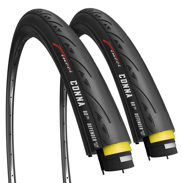 Fincci Racing Bike Tyres 700x23c - Pair Foldable Slick Tires 28 inch 25-622 with 1mm Nylon Protection - 60 TPI - Pack of 2 for Folding, Race, Hybrid,