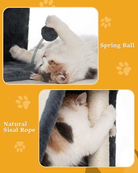 Aechonow Cat Tree Tower for Large Adult Cats, 50 * 40cm Big Perch Bed,Spacious Condo House for Indoor Kitten, Sisal Scratching Post, Dark Gray